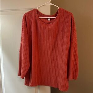 Old Navy Pink 3/4 Sleeve Ribbed Blouse